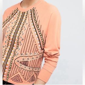 Anthropologie Akemi + Kin Beaded Rose Sweatshirt